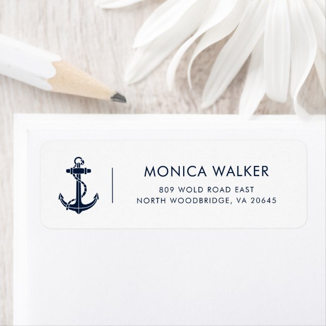 Modern Nautical Boat Anchor Return Address Label (Insitu)