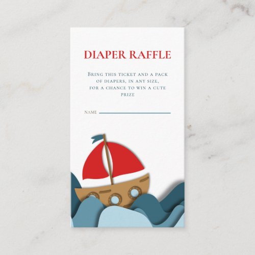 Modern Nautical Boy Baby Shower Diaper Raffle Enclosure Card