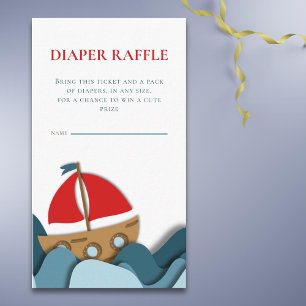 Modern Nautical Boy Baby Shower Diaper Raffle Enclosure Card