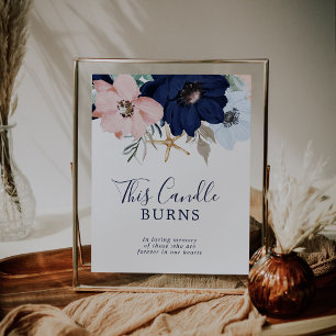 Modern Nautical Candle Burns Wedding Memorial Sign