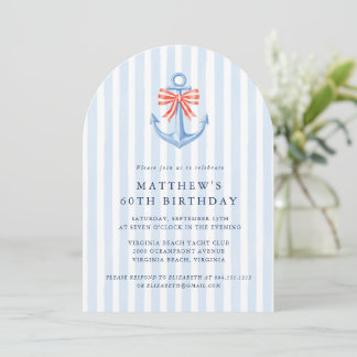 Modern Nautical Coastal Anchor Birthday Party Invitation