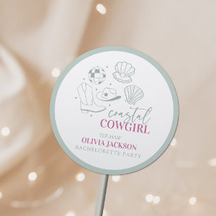 Modern Nautical Coastal Cowgirl Bachelorette Party Classic Round Sticker