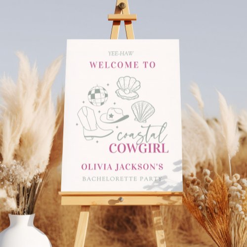 Modern Nautical Coastal Cowgirl Bachelorette Party Foam Board