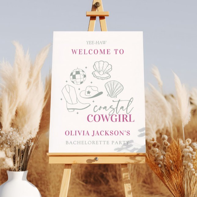 Modern Nautical Coastal Cowgirl Bachelorette Party Foam Board (Creator Uploaded)