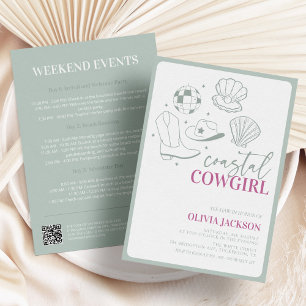 Modern Nautical Coastal Cowgirl Bachelorette Party Invitation