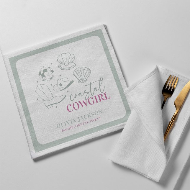 Modern Nautical Coastal Cowgirl Bachelorette Party Napkins (Creator Uploaded)