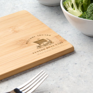 Modern Nautical Custom Boat Name & Ship Logo Engraved Cutting Board