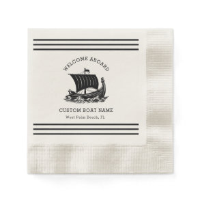 Modern Nautical Custom Boat Name & Ship Logo Napkins