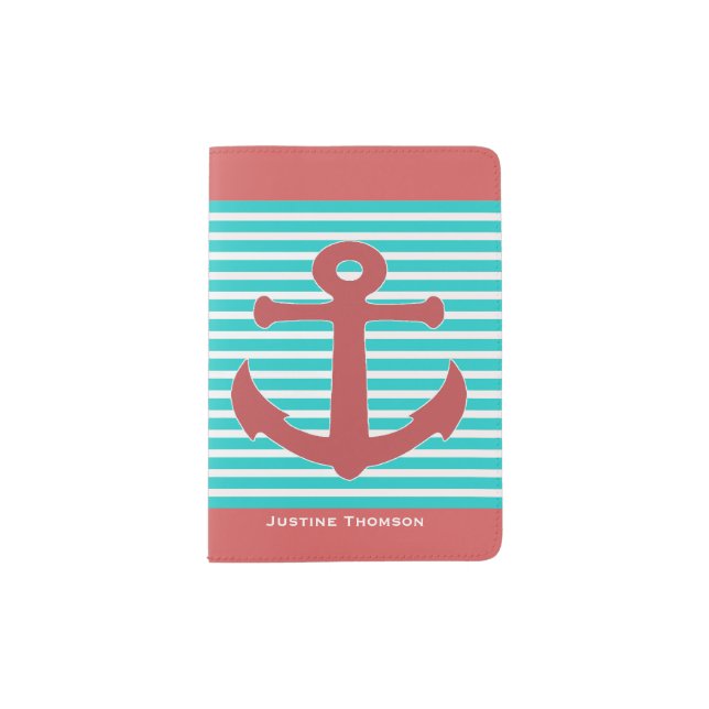 Modern Nautical Custom Passport Holder (Front)