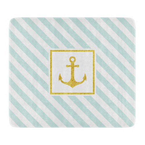 Modern Nautical Design Faux Glitter Anchor Cutting Board