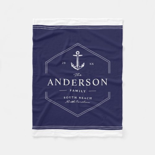 Modern Nautical Family Anchor Boat Sailor Beach Fleece Blanket