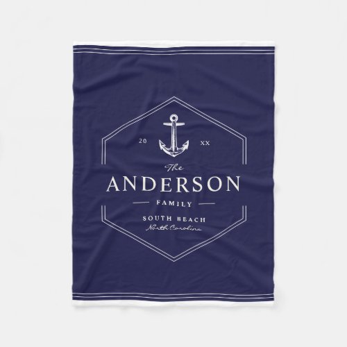 Modern Nautical Family Anchor Boat Sailor Beach Fleece Blanket