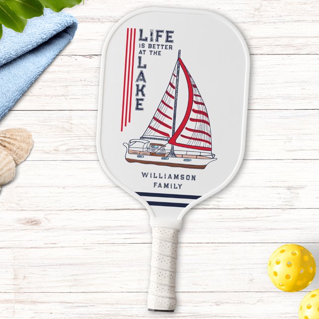 Modern Nautical Family Lake House Personalized Pickleball Paddle (Creator Uploaded)