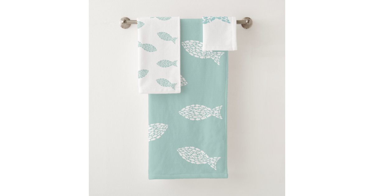 Modern nautical fish pattern bath towel set Zazzle
