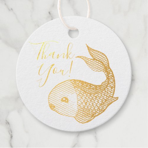 Modern Nautical Fishing Birthday Thank You Gold Foil Favor Tags