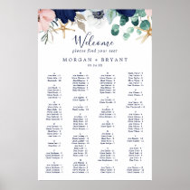 Modern Nautical Floral Alphabetical Seating Poster