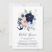 Modern Nautical | Floral Anchor Bridal Shower Invitation (Front)