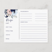 Modern Nautical Floral Anchor Shower Recipe Cards (Front)