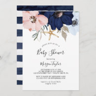 Modern Nautical | Floral Baby Shower Invitation