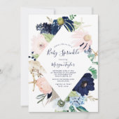 Modern Nautical | Floral Baby Sprinkle Invitation (Front)