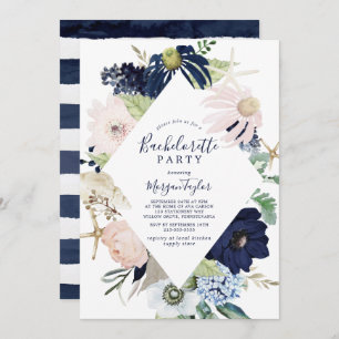Modern Nautical   Floral Bachelorette Party Invitation