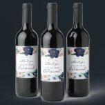 Modern Nautical | Floral Bridesmaid Proposal Wine Label<br><div class="desc">This modern nautical floral bridesmaid proposal wine label is perfect for a cruise or beach wedding. The whimsical design features blush pink and navy blue watercolor flowers with gold starfish accents,  giving it a beachy vibe.</div>
