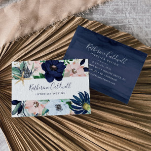 Modern Nautical Floral Business Card