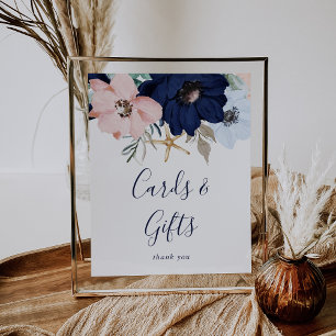 Modern Nautical Floral Cards and Gifts Sign