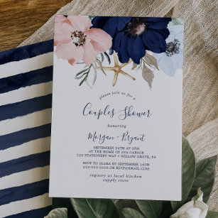 Modern Nautical   Floral Couples Shower Invitation