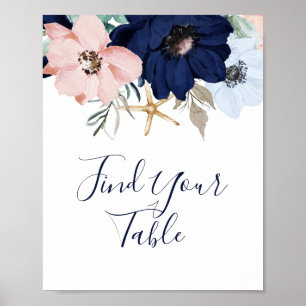 Modern Nautical   Floral Find Your Table Sign