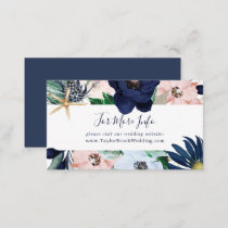 Modern Nautical | Floral Navy Wedding Website Enclosure Card