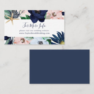 Modern Nautical Floral Navy Wedding Website Enclosure Card