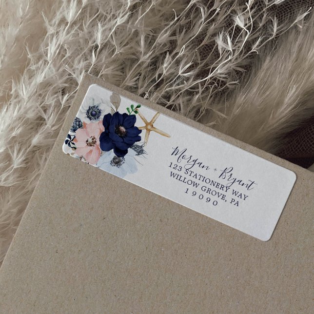 Modern Nautical | Floral Return Address Label (Creator Uploaded)