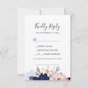 Modern Nautical Floral Song Request RSVP Card
