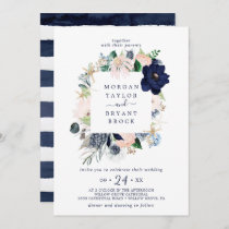 Modern Nautical | Floral Square Frame Wedding Invitation
