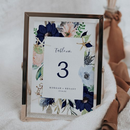 Modern Nautical  Floral Table Number