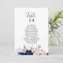 Modern Nautical Floral Table Number Seating Cards