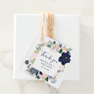 Modern Nautical   Floral Thank You Favor Tags