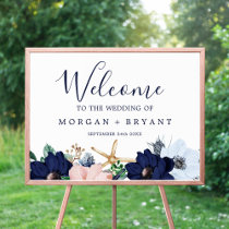 Modern Nautical | Floral Wedding Large Welcome Poster