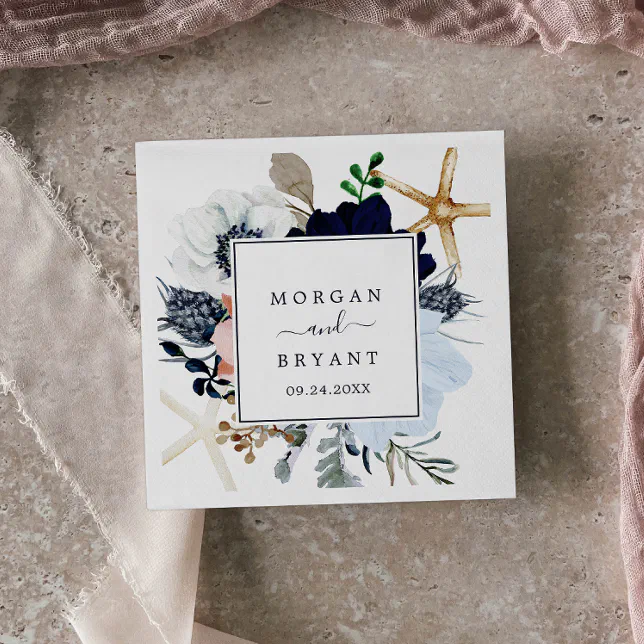 Modern Nautical | Floral Wedding Napkins
