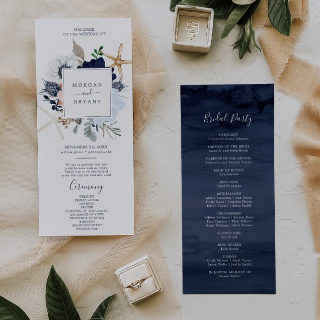 Modern Nautical | Floral Wedding Program (Creator Uploaded)