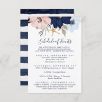 Modern Nautical Floral Wedding Schedule of Events Enclosure Card