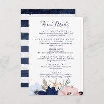 Modern Nautical Floral Wedding Travel Details Enclosure Card