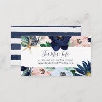 Modern Nautical | Floral Wedding Website Enclosure Card