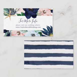 Modern Nautical Floral Wedding Website Enclosure Card