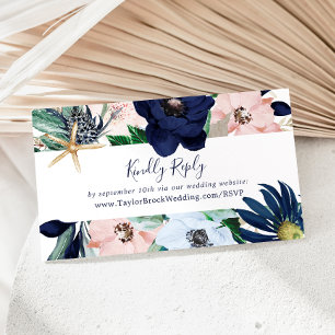 Modern Nautical   Floral Wedding Website RSVP Enclosure Card