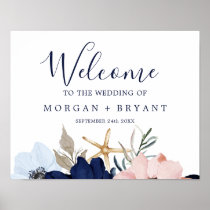 Modern Nautical | Floral Wedding Welcome Poster