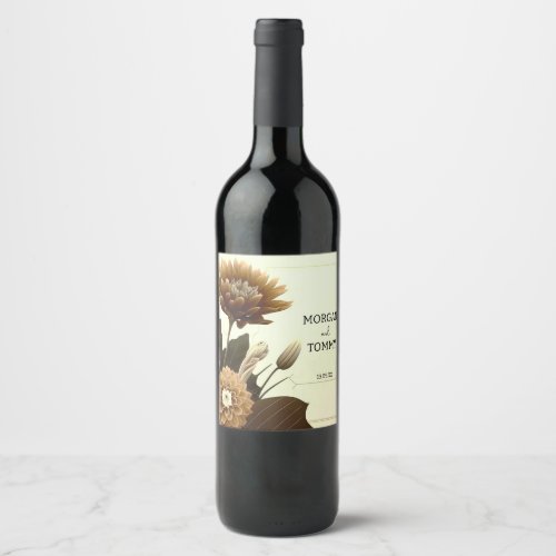 Modern Nautical  Floral Wedding  Wine Label