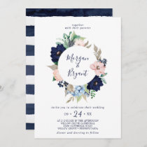 Modern Nautical | Floral Wreath Wedding Invitation