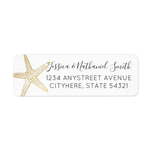 Modern Nautical Gold Starfish Elegant Address Label